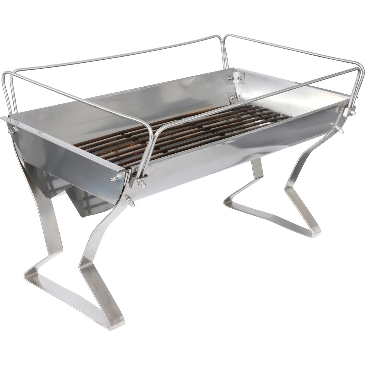 grill, barbecue, stahl, kohle, klappständer, Grillrost, Grillständer, Industrielook, Edelstahl, Barbecue-Grill