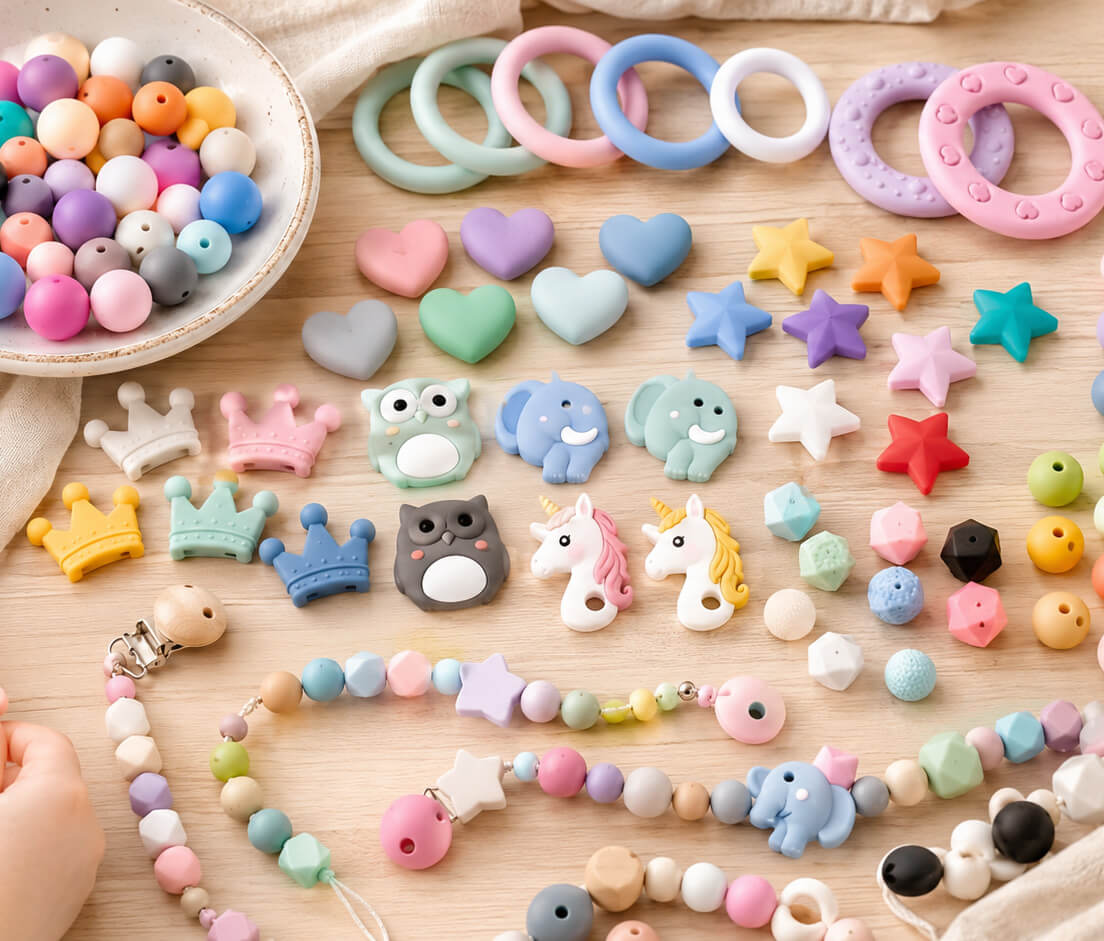 perlen, baby, silicone, schmuck, ringe