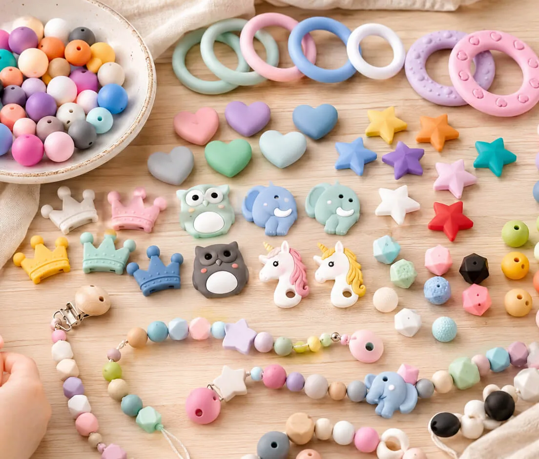 perlen, baby, silicone, schmuck, ringe