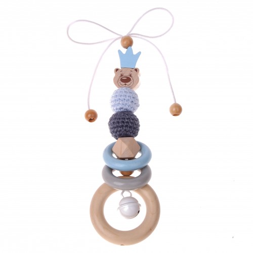 Baby carriage pendant craft set bear with crown blue