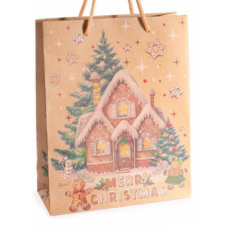 Geschenktüte Weihnachten (mittelgroß) Pfefferkuchenhaus 14 in stock 