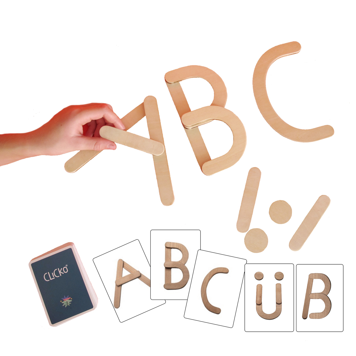Holzbuchstaben, Bausteine, ABC, Kinderlernspiel, Magnetbuchstaben