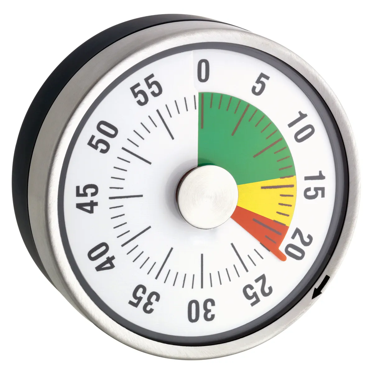 Kochuhr, Timer, Küchenuhr, 45-Minuten-Timer, Drehknopf, Küchenuhr, Timer, Mechanischer Timer, Roter Zeiger, Stahlgehäuse