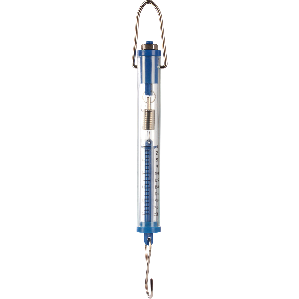 klemmmanometer, rohrmanometer, klarer skalenmess, blau, freihängend, Fischereibodenköder, Köderboje, Federmechanismus, Messskala, Blau