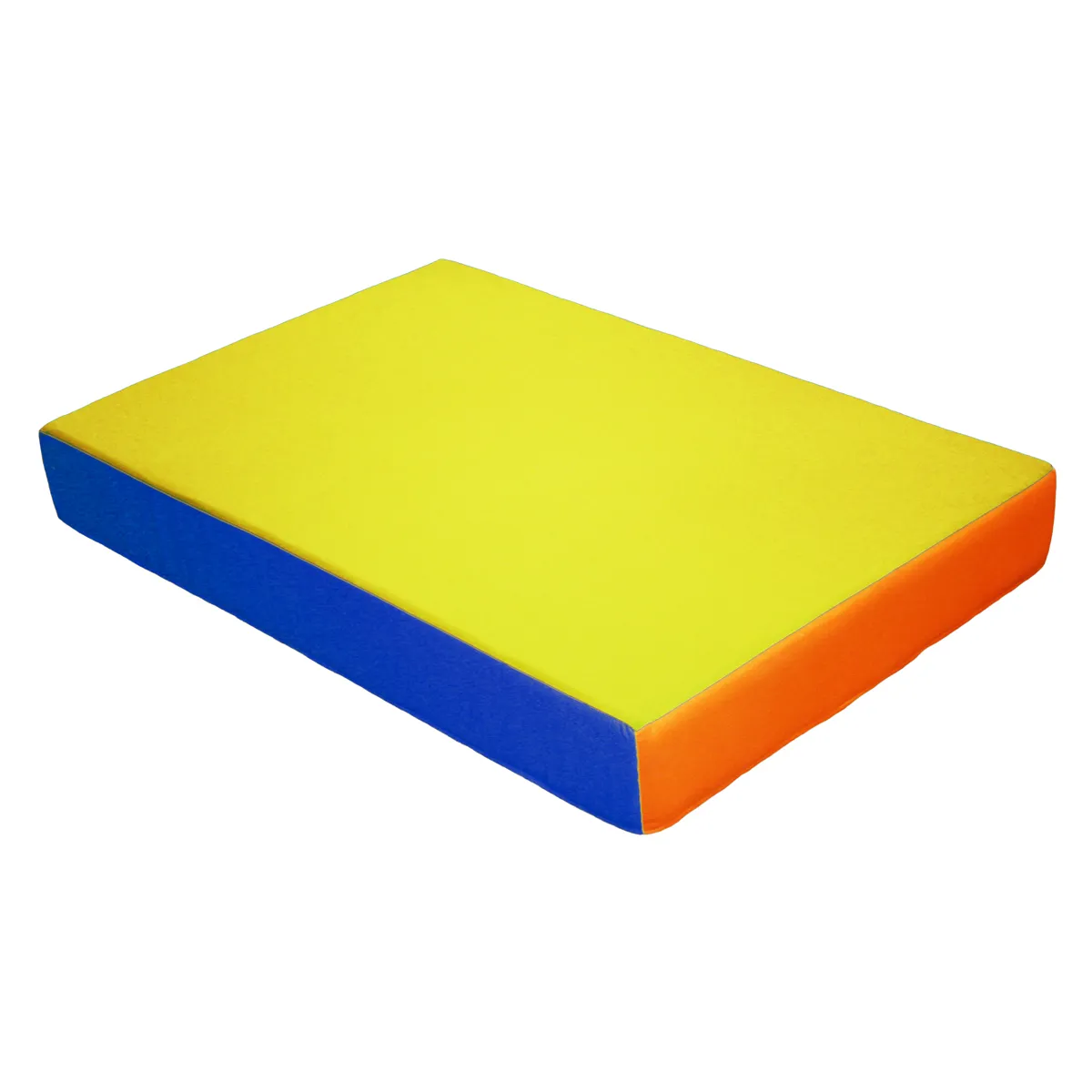 Schaumstoffblock, Kubenform, Mehrfarbig, Gelb blau orange, Kissenpolster, Schaumstoffblock, Bunte Farben, Möbelkissen, Bezug aus Schaumstoff, Gelb Blau Orange