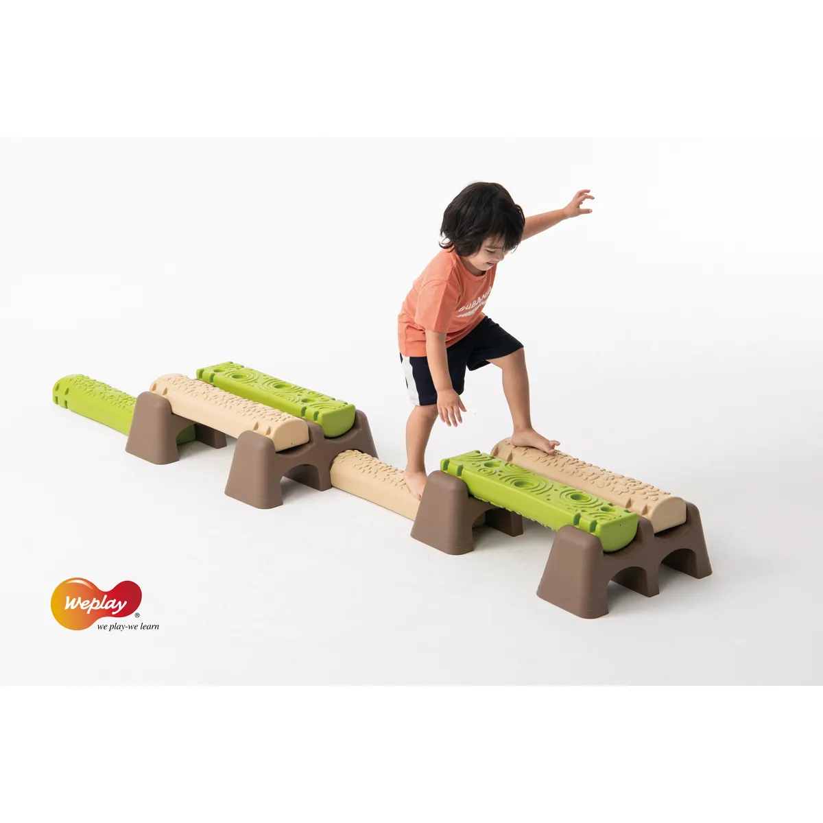balancierbalken, kinder, spielzeug, schaum, Stufen-Set, Kinderspielzeug, Balancierbrett, Balancierstufe, Kunststoff, Grün-Beige