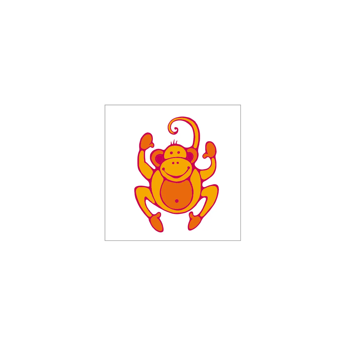 Affe, Monkey, Cartoon, Grafik, Motiv, affe, cartoon, orange, roter umriss, illustration