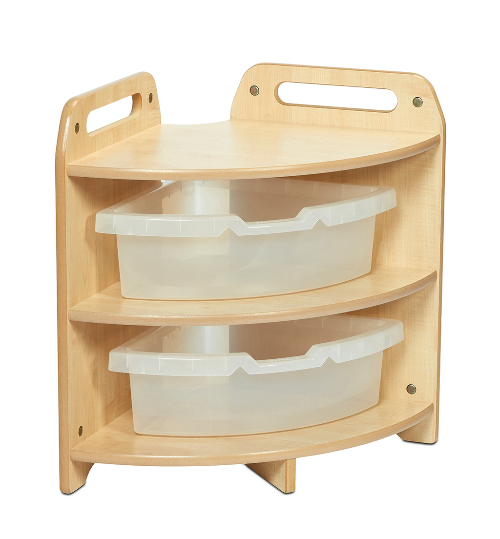 Kinderregal, Holzregal, Eckregal, Aufbewahrung, Aufbewahrungsboxen, Kinderregal, Holz, 3 Schubladen, Kurze Ablage, Aufbewahrung