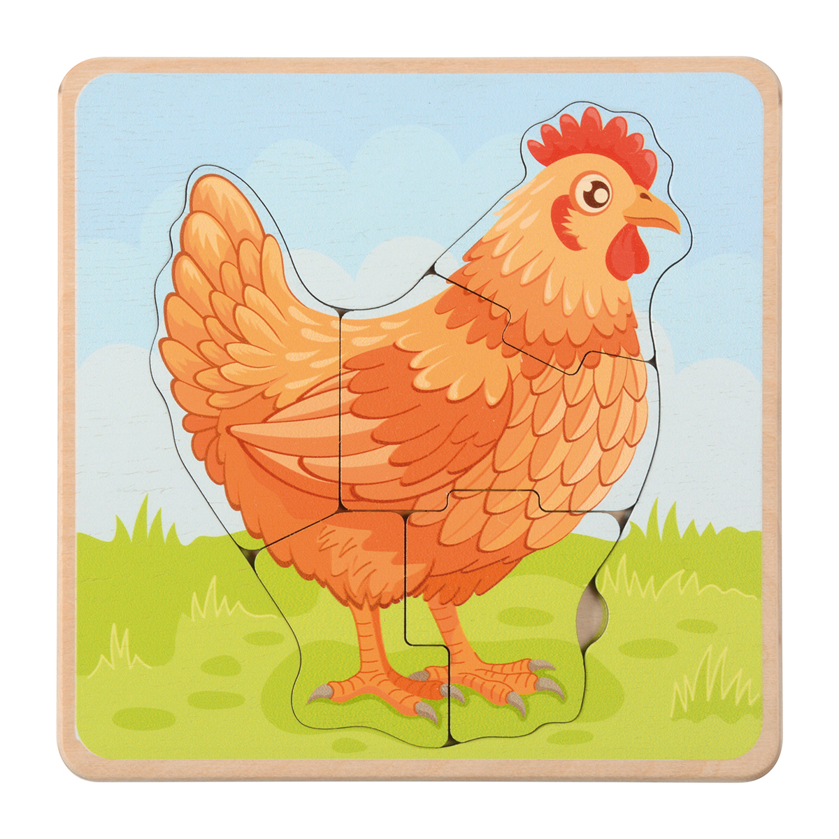 Huhn, Puzzle, Holzspielzeug, Tierbild, Tierpuzzle