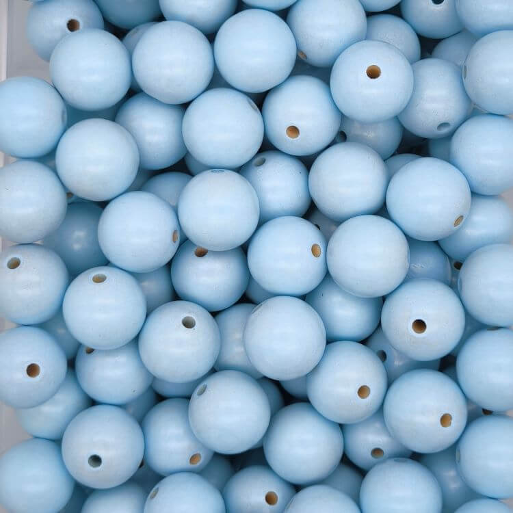 Wooden beads 25mm - 5 pieces baby blue 45 in stock 