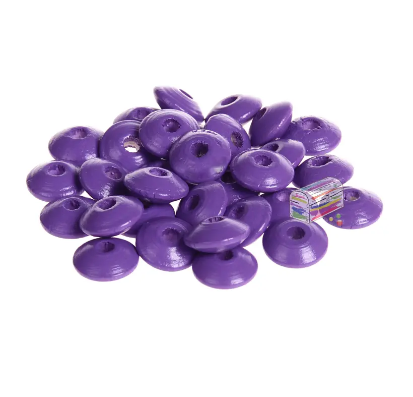 Linsen-Perlen Holzlinsen 10mm • 50 Stück lila 48 auf Lager