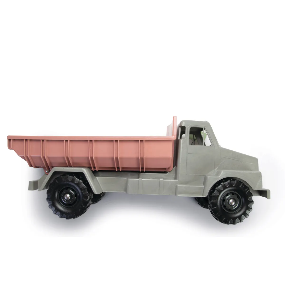 Spielzeug-Truck, Lastwagen, Dump Truck, Gummi-Reifen, Grosses Modell, dump truck, Spielzeugfahrzeug, Konstruktionsspielzeug, rosa Kippmulde, grauer Körper