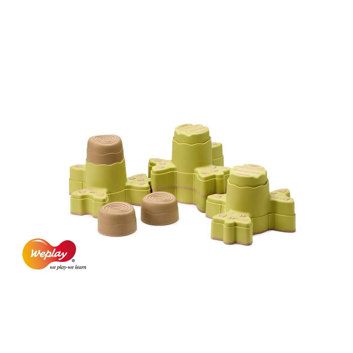 Spielzeug, Klettersteine, Sandkastensteine, Puzzlespiel, Weplay, Playset, Kunststoff, Kiefer, Kuchenform, Berge