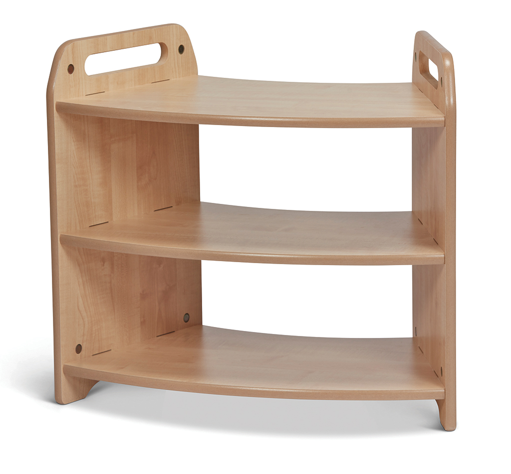 Kinderregal, Holz, dreiteilig, Kurvige Form, offenes Regal, Regal, Küche, Holz, Holzregal, Eckregal