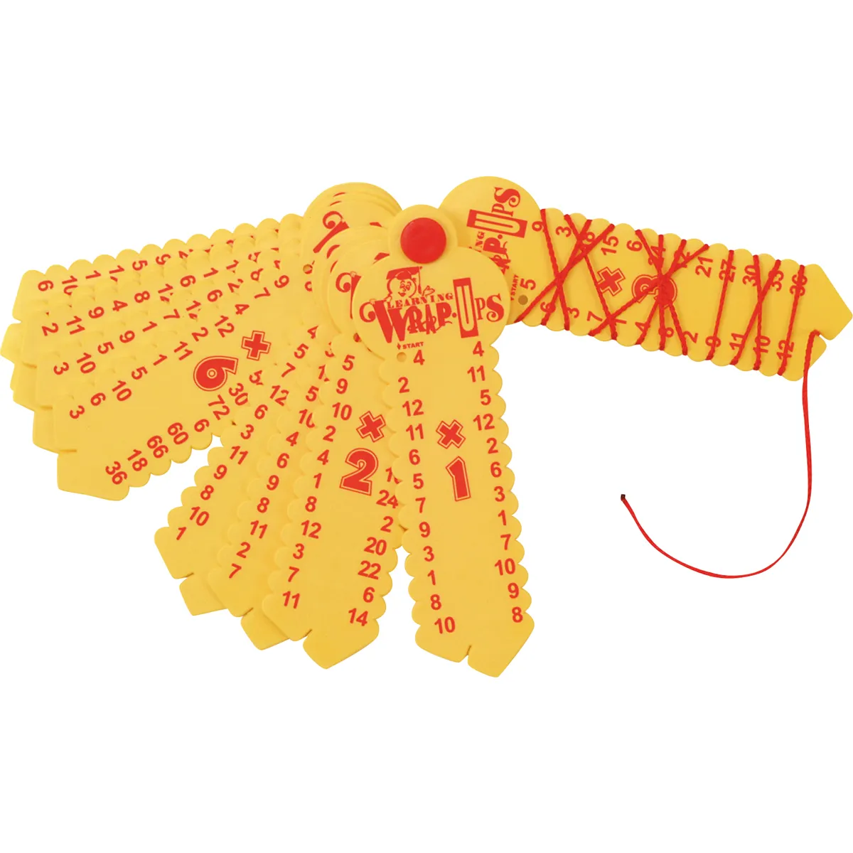 Sparcode, Lernspielzeug, Lernwürfel, Mathematikspiel, Holzspielzeug, hula hoop tag, measurement tags, color yellow, numbers printed, training tool