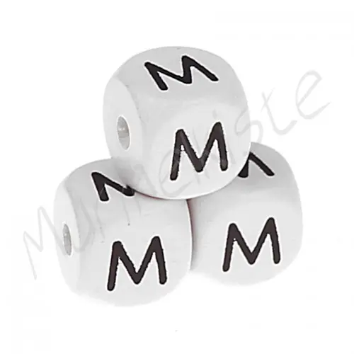 Buchstabenperlen weiß 10x10mm geprägt M 242 auf Lager