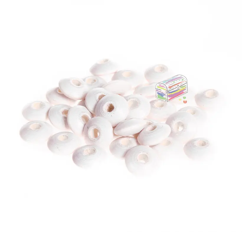 Linsen-Perlen Holzlinsen 10mm • 50 Stück weiß 200 auf Lager