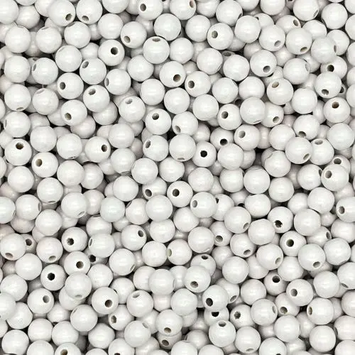 Holzperlen Perlmutt 10mm • 50 Stück weiß 99 auf Lager