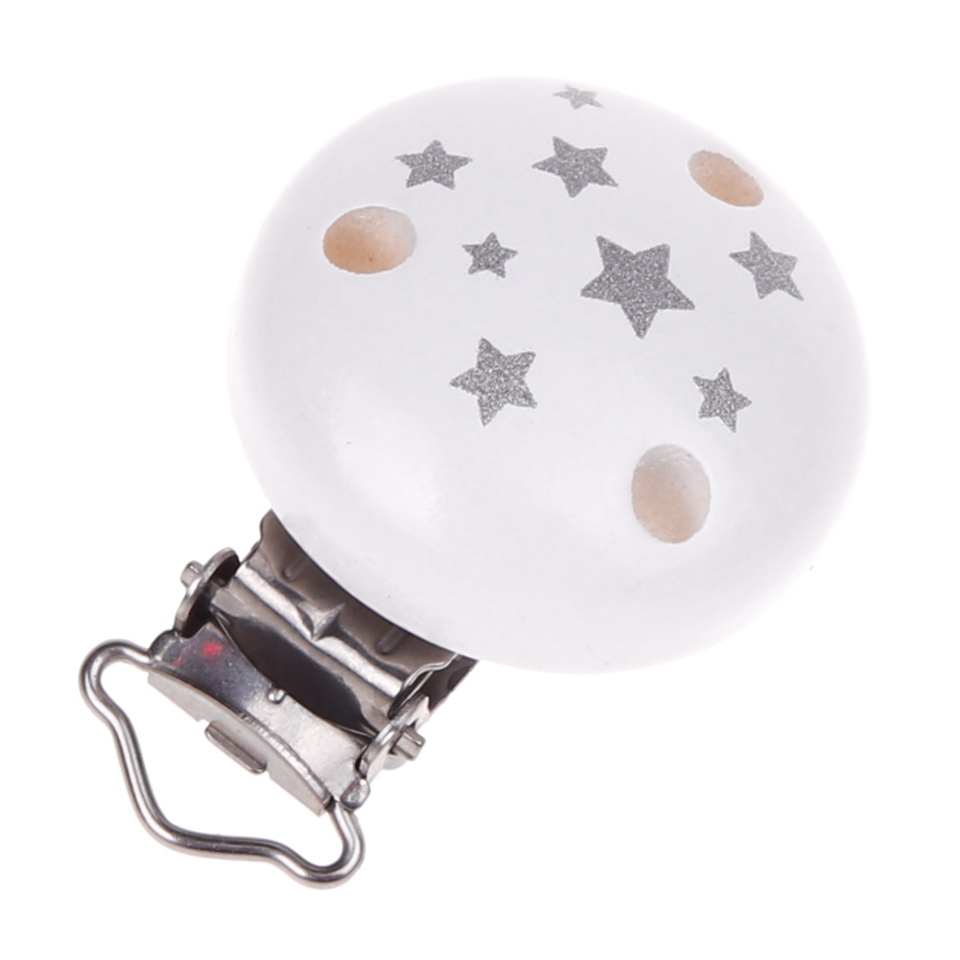 Pacifier clip star motif white 369 in stock 