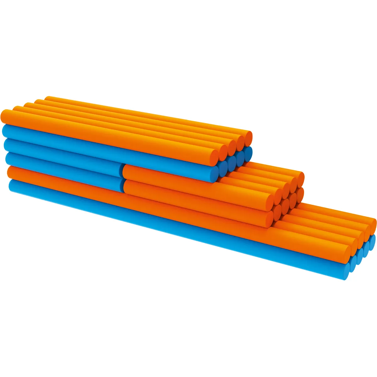 Schaumstoffstangen, Schaumstoffzylinder, blau, orange, Zylinder, Stäbe, Papprohen, orange, blau, Stableiste