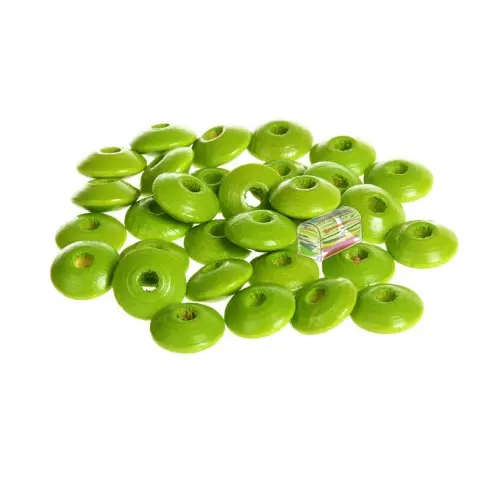 Linsen-Perlen Holzlinsen 10mm • 50 Stück gelbgrün 124 auf Lager