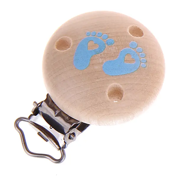 Pacifier clip baby feet natural baby blue 13 in stock 