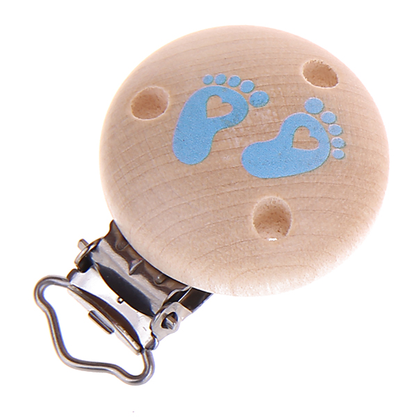 Pacifier clip baby feet natural baby blue 13 in stock 