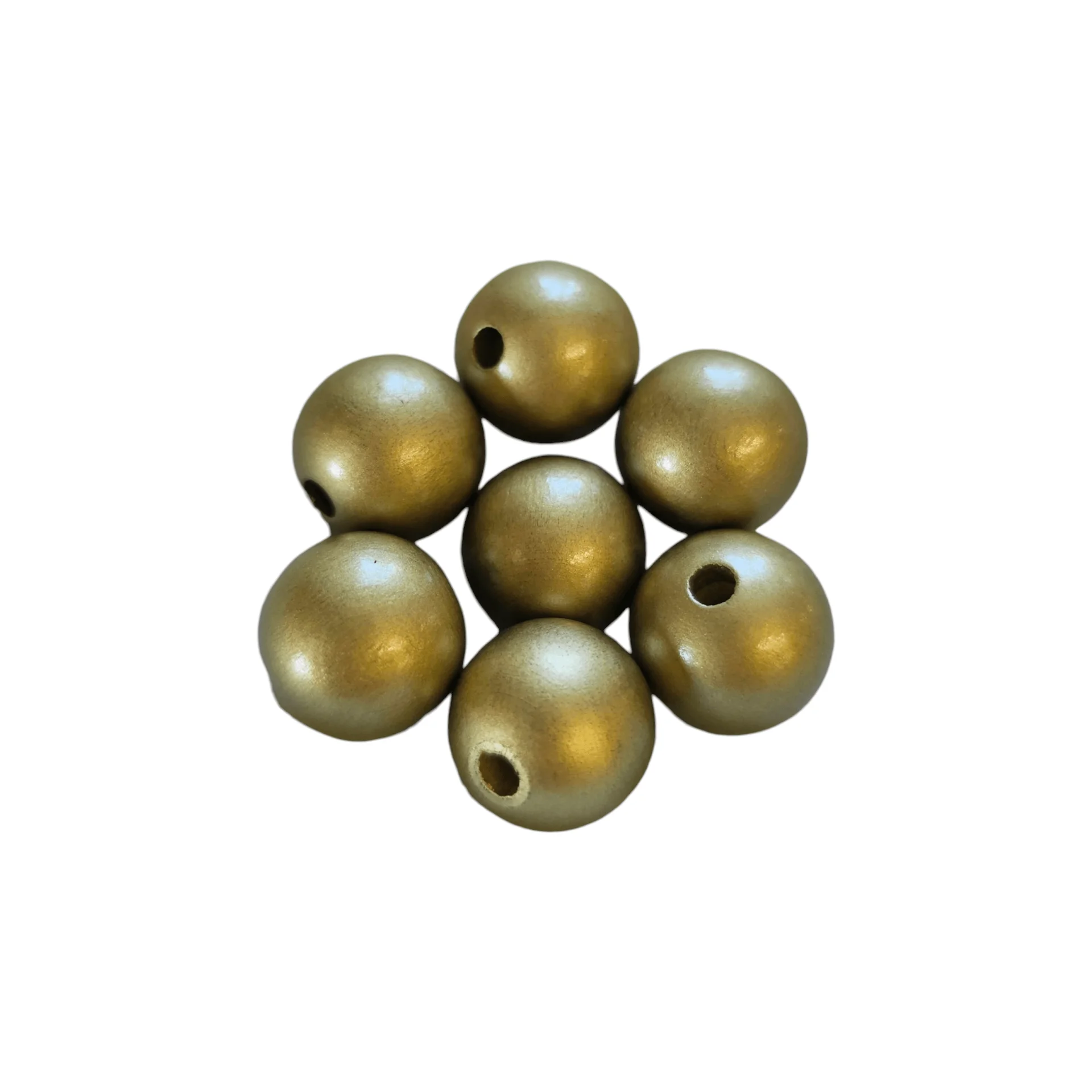 Holzperlen 15mm • 10 Stück gold 8 auf Lager