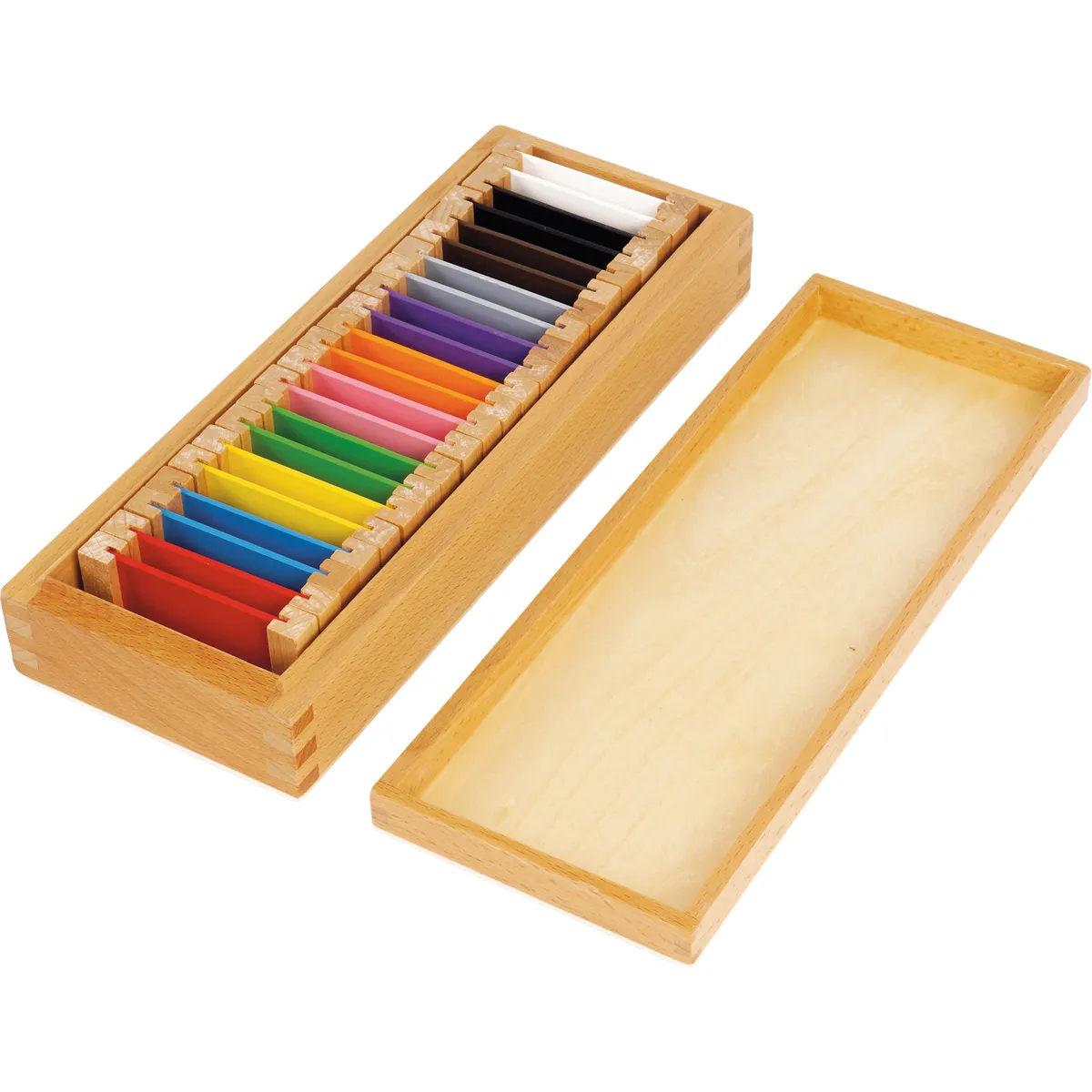 Holzbox, Stiftehalter, Buntstifte, Aufbewahrung, Holz, Holzordnung, Schachtel mit Farbfächern, Bildungsspielzeug, Farbenvielfalt, Schubladenbox