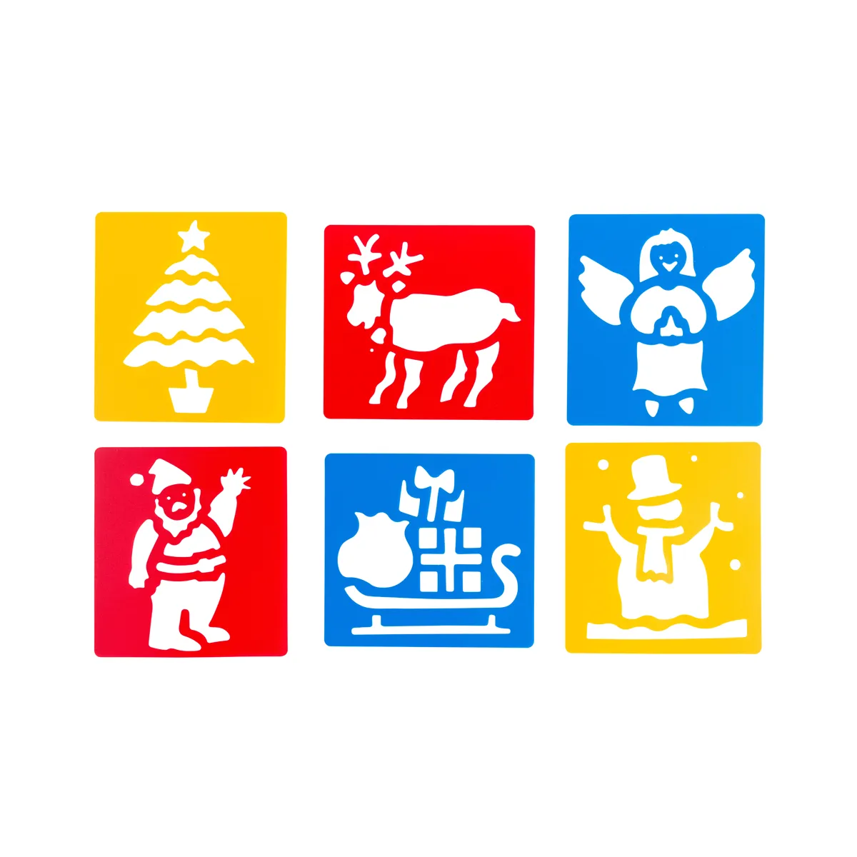 weihnachtskarten, silhouette, weihnachten, figuren, icons, weihnachtskarten, festliche symbole, stern-ornament, holzschnittoptik, bunte quadrate
