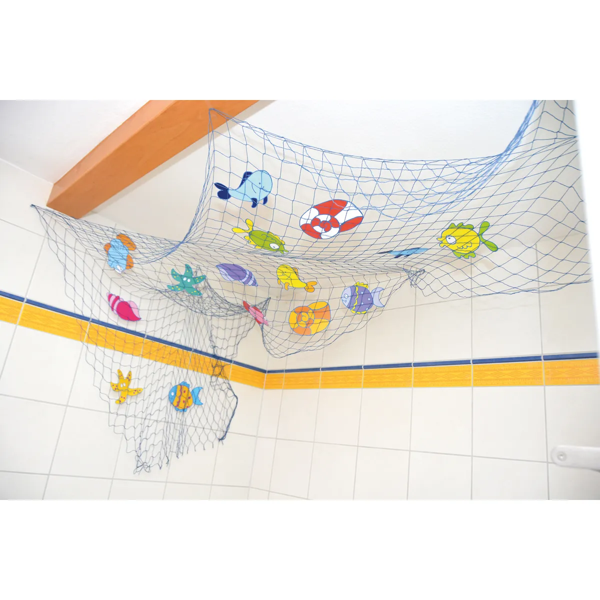 Netz, Büschel-Netz, Wandnetz, Meeresfiguren, Kinderzimmer, netting, Deko-Netz, Zimmernetz, Fisch-Aufkleber, Badezimmer-Dekor