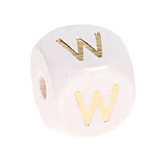 Buchstabenperlen weiss-gold 10mm x 10mm W 56 auf Lager
