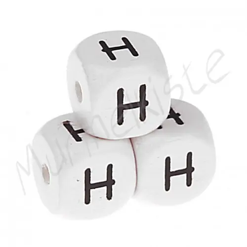 Buchstabenperlen weiß 10x10mm geprägt H 178 auf Lager