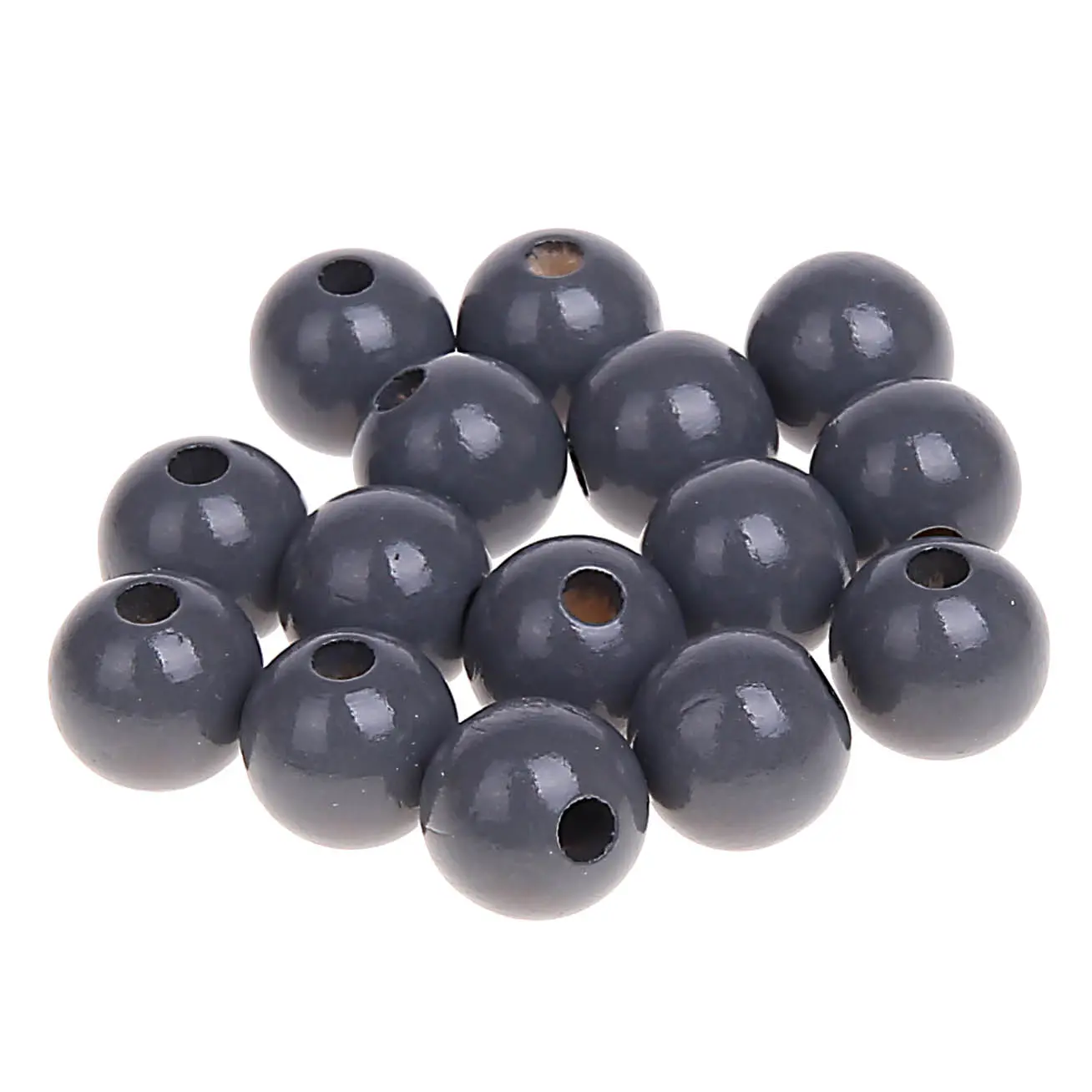 Holzperlen 12mm • 25 Stück grau 65 auf Lager