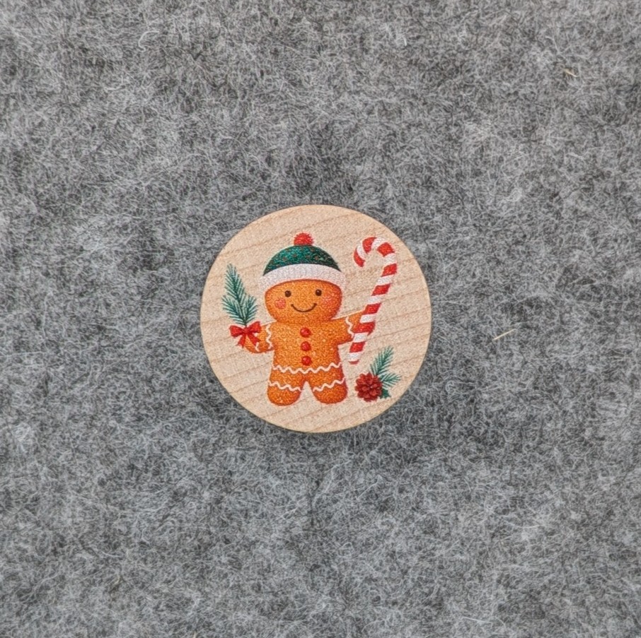 Motivperle Scheibe Lebkuchenmann roh 42 auf Lager