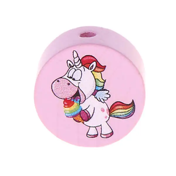Motivperle Scheibe Einhorn rosa 26 auf Lager