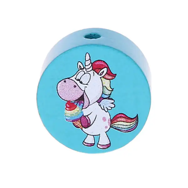 Motivperle Scheibe Einhorn helltürkis 65 auf Lager