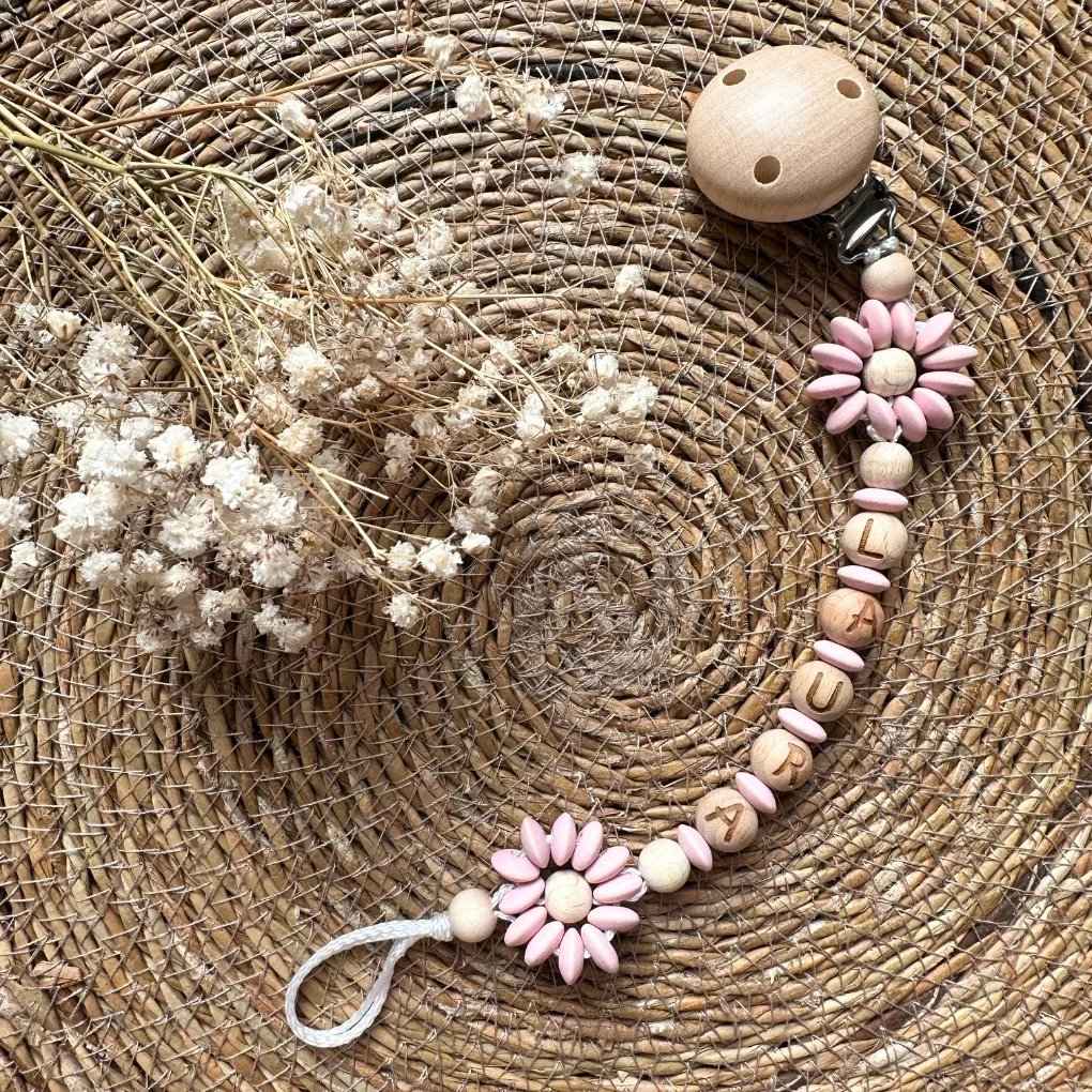 Personalisierte Schnullerkette "Pastellblüte Rosé" • Bastelset