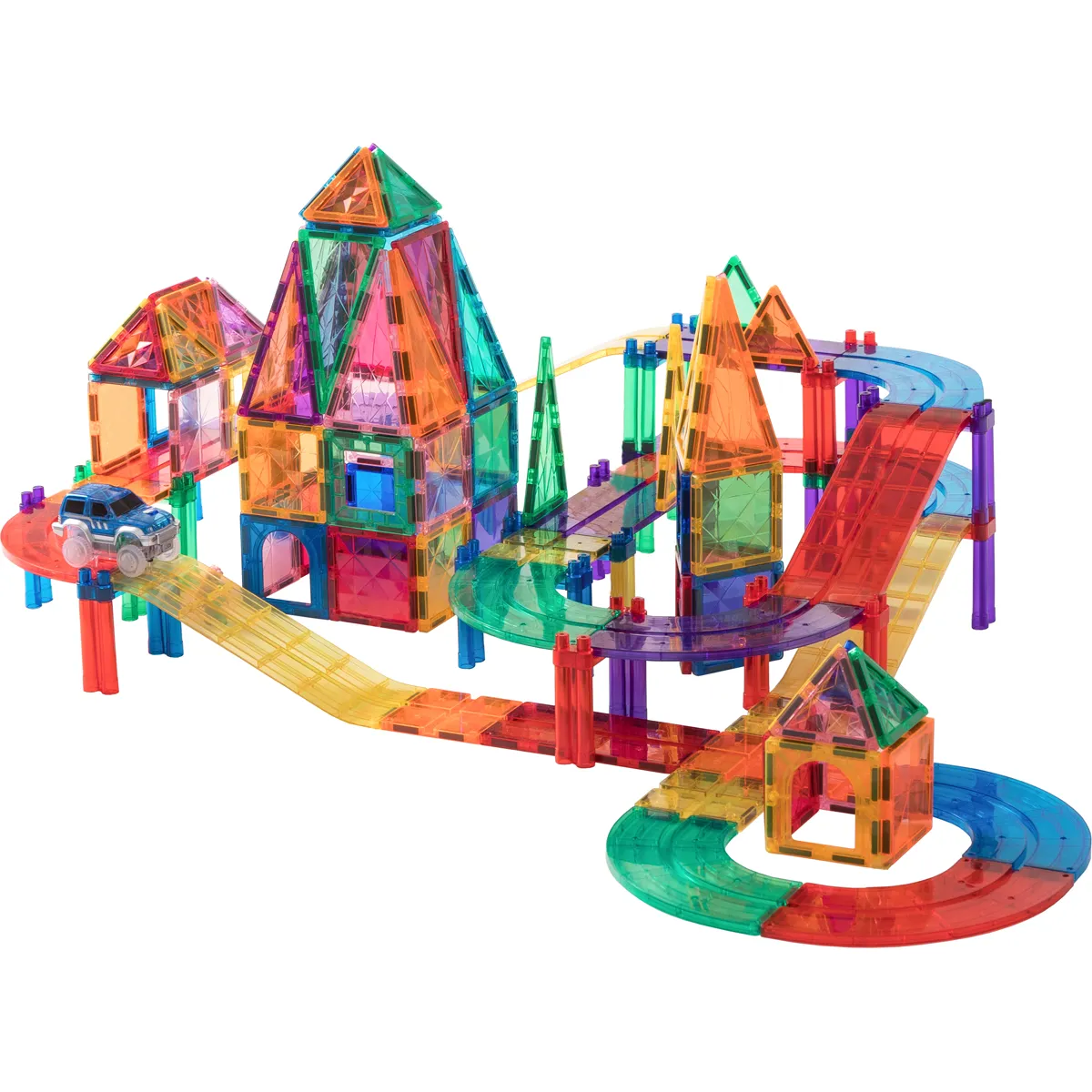 Konstruktionsspielzeug, Transparente Bausteine, Farbenfrohes Set, Rutsche Bahn, Bausatz, Konstruktionsspielzeug, Magnetsystem, Transparente Bausteine, Auto Bahn, Buntes Modulset