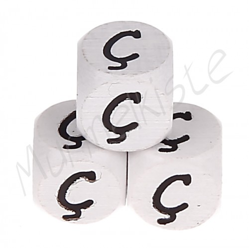 Buchstabenperlen weiß 10x10mm geprägt Ç 653 auf Lager