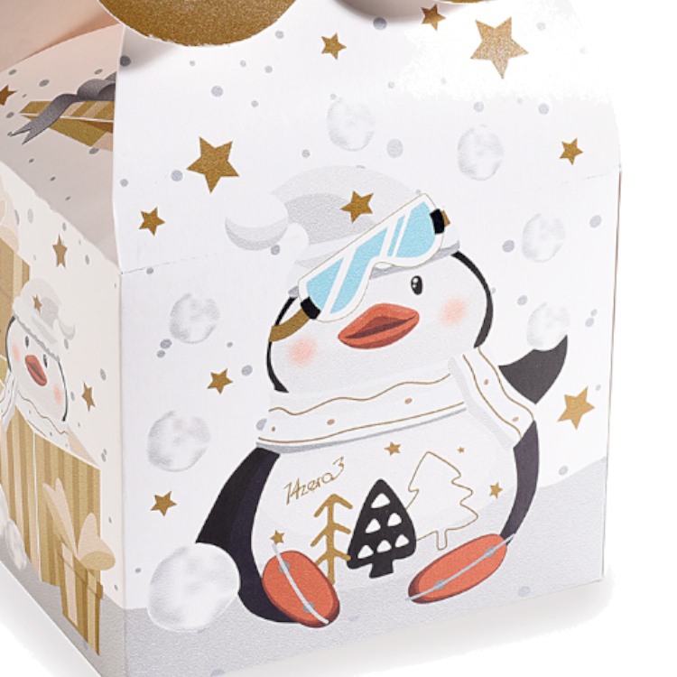 Papier Geschenkbox Weihnachten Pinguin 24 auf Lager