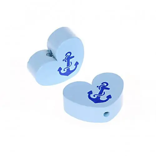 Heart motif bead with anchor baby blue 337 in stock 