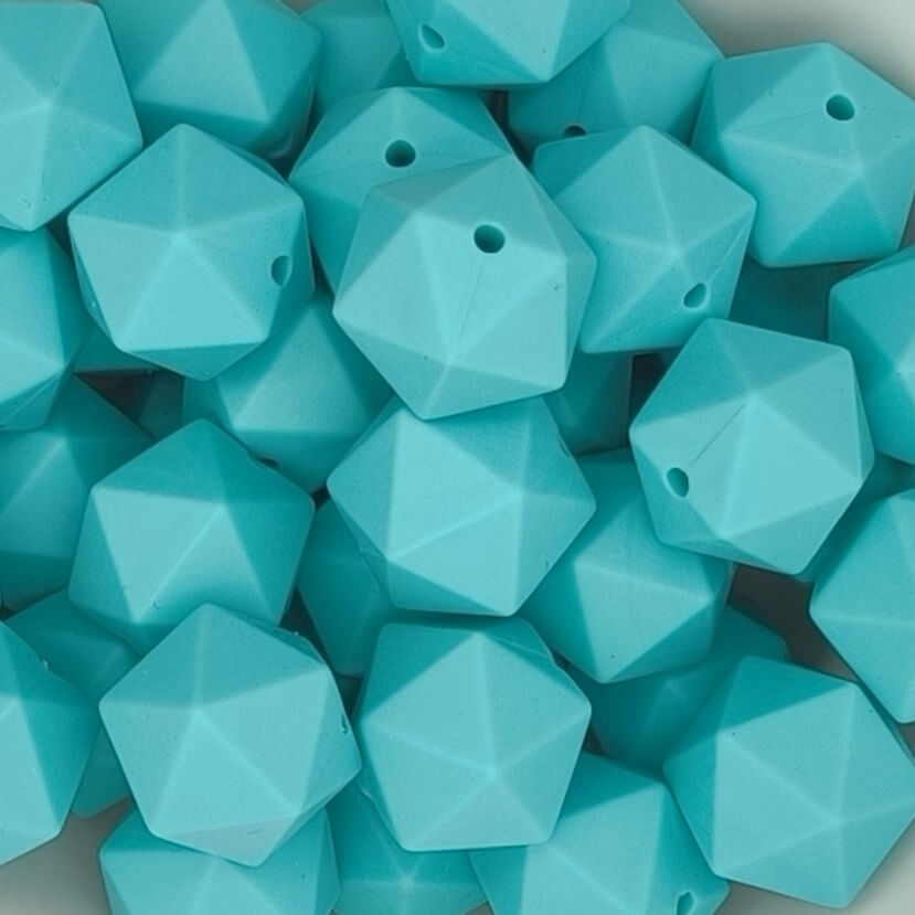 Hexagonperle Silikon 16mm helltürkis 0 auf Lager