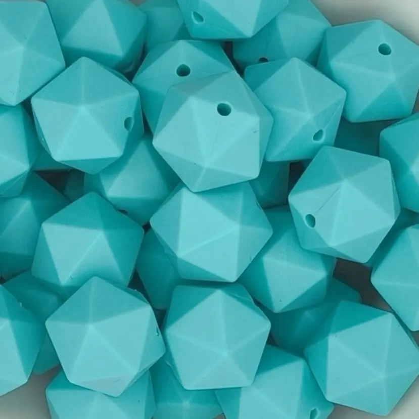 Hexagonperle Silikon 16mm helltürkis 0 auf Lager