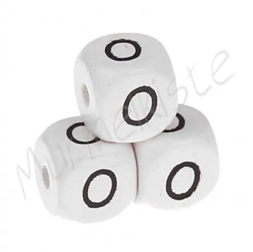 Buchstabenperlen weiß 10x10mm geprägt O 113 auf Lager