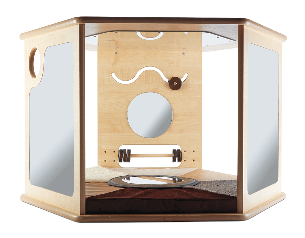 Katzenmöbel, Kratzbank, Klettereinsatz, Holz, Aussichtsplattform, Katzenspielhaus, Kratzbrett, Katzenkasten, Holzrahmen, Spiegel