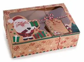 Papier Geschenkbox mit Sichtfenster Weihnachten Santa Claus 10 in stock 