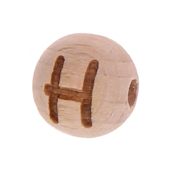 Letter beads 12mm with laser engraving - drilled horizontally H 218 in stock 