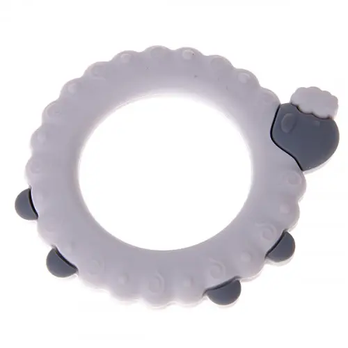 Sheep teething ring light gray 7 in stock 