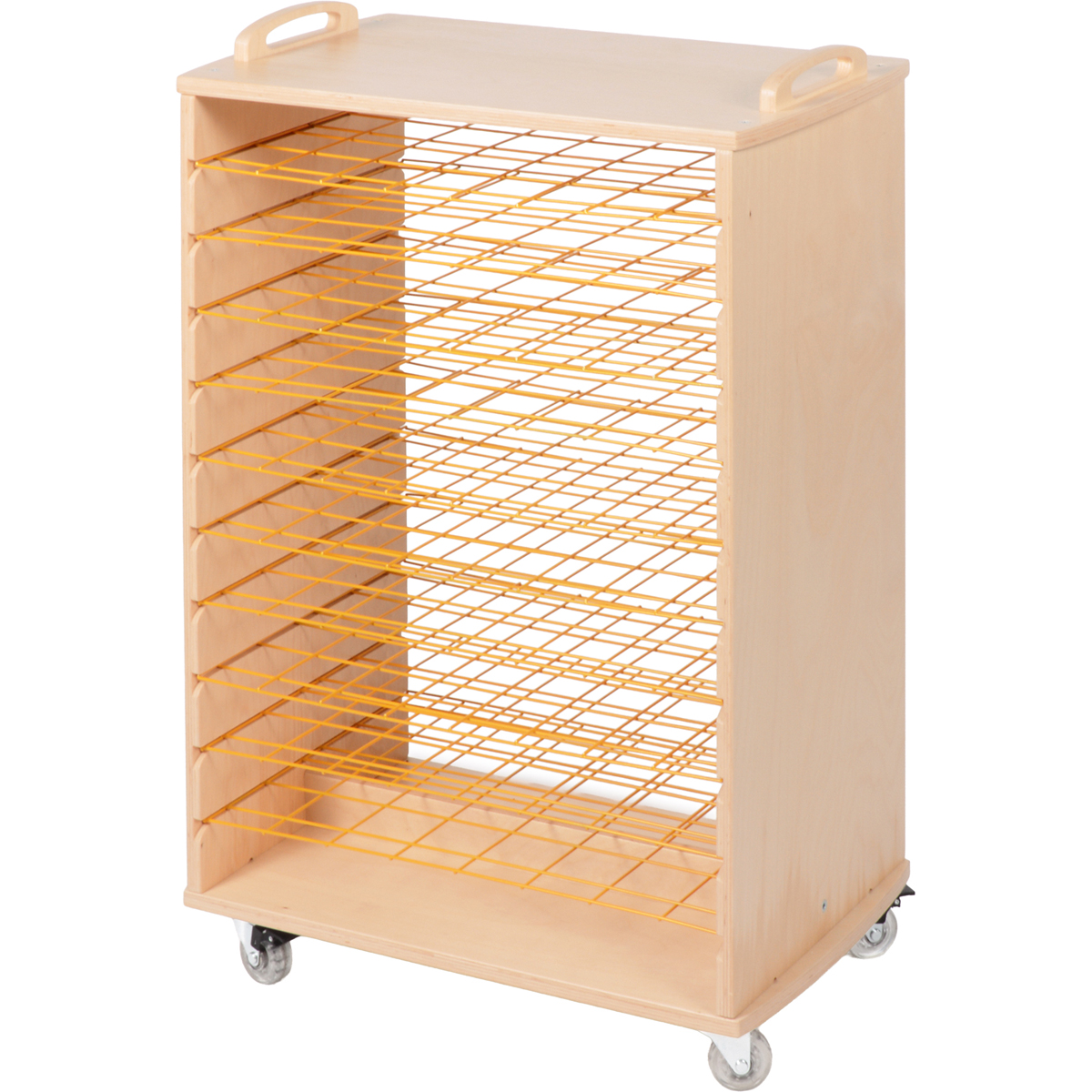 Holzregal, Küchensortierwagen, Slotregal, Weißholz, Rollregal